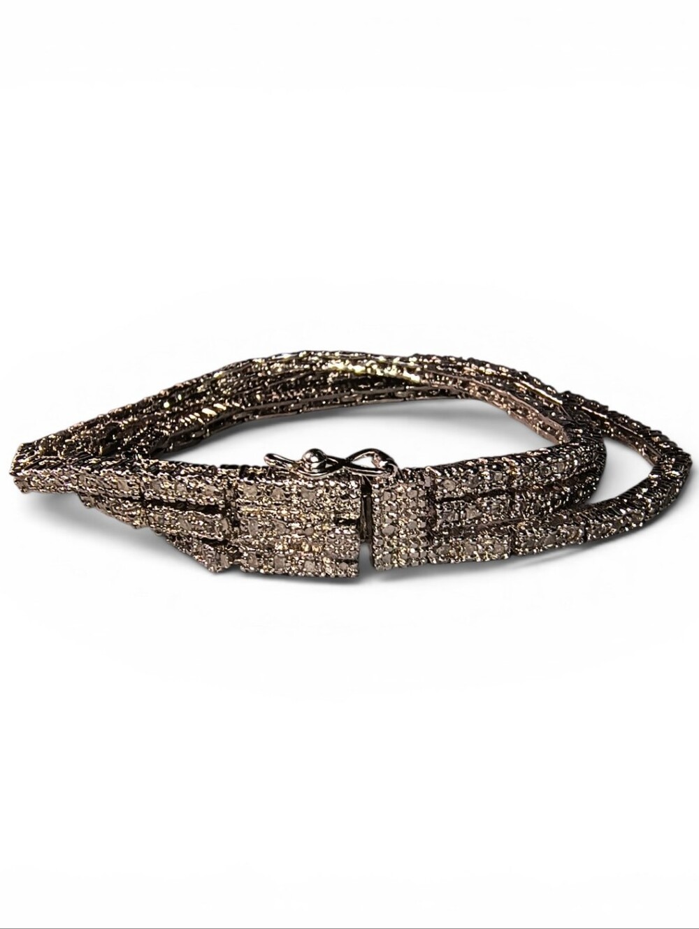 Silver-Tone 3-Strand Tennis Bracelet With Diamond Simulants